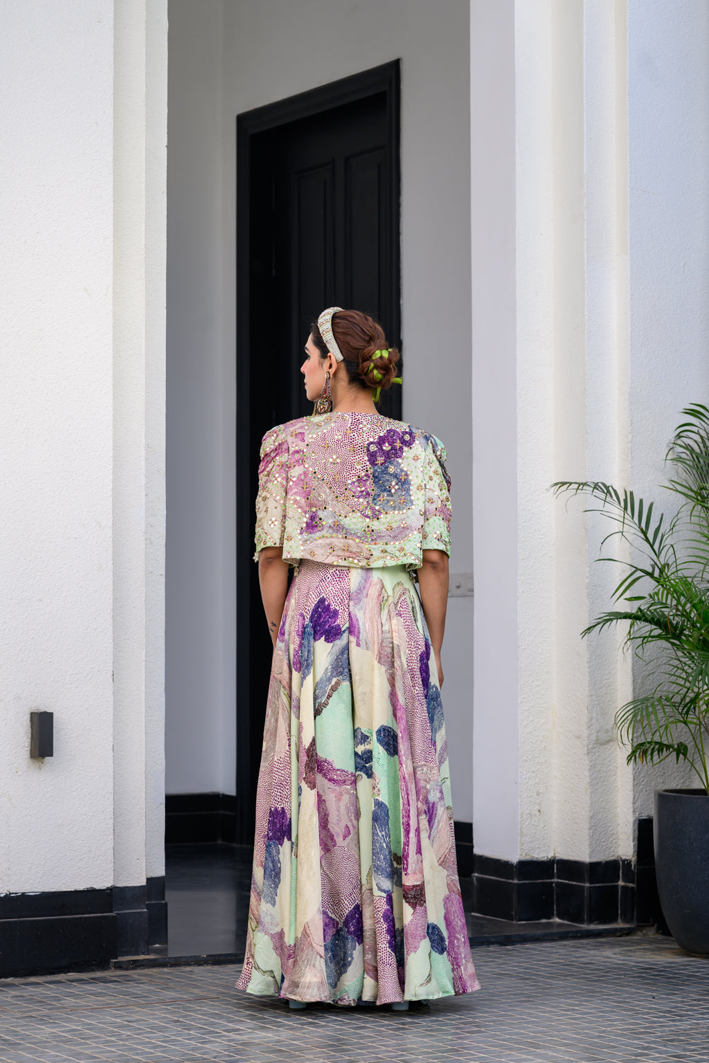 Eden Jumpsuit Paidawn With Highlighted Cape Jacket Set image 2
