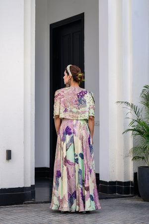 Eden Jumpsuit Paidawn With Highlighted Cape Jacket Set image 2