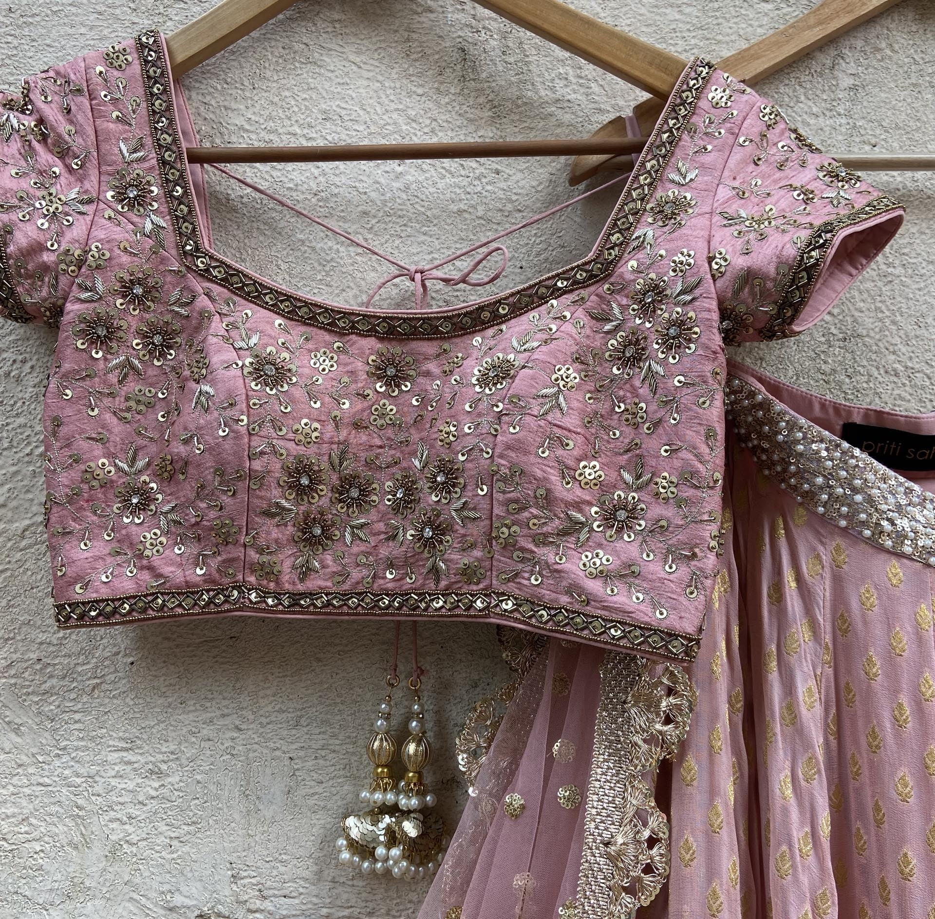 Nude Pink Embroidered Lehenga Set image 1