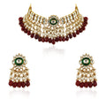 Red And Green Beaded Necklace Set image 0