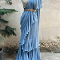 Blue Ruffle Saree image 0