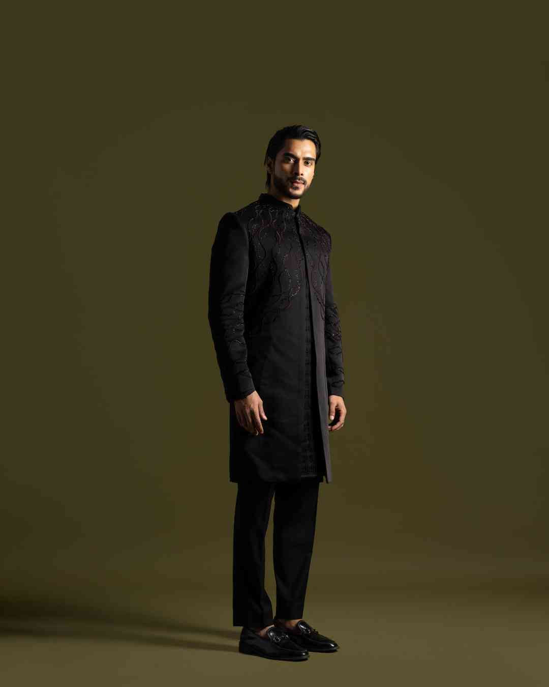 Black Achkan Set image 3