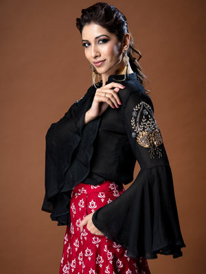 Red Black Pallazo Set image 3
