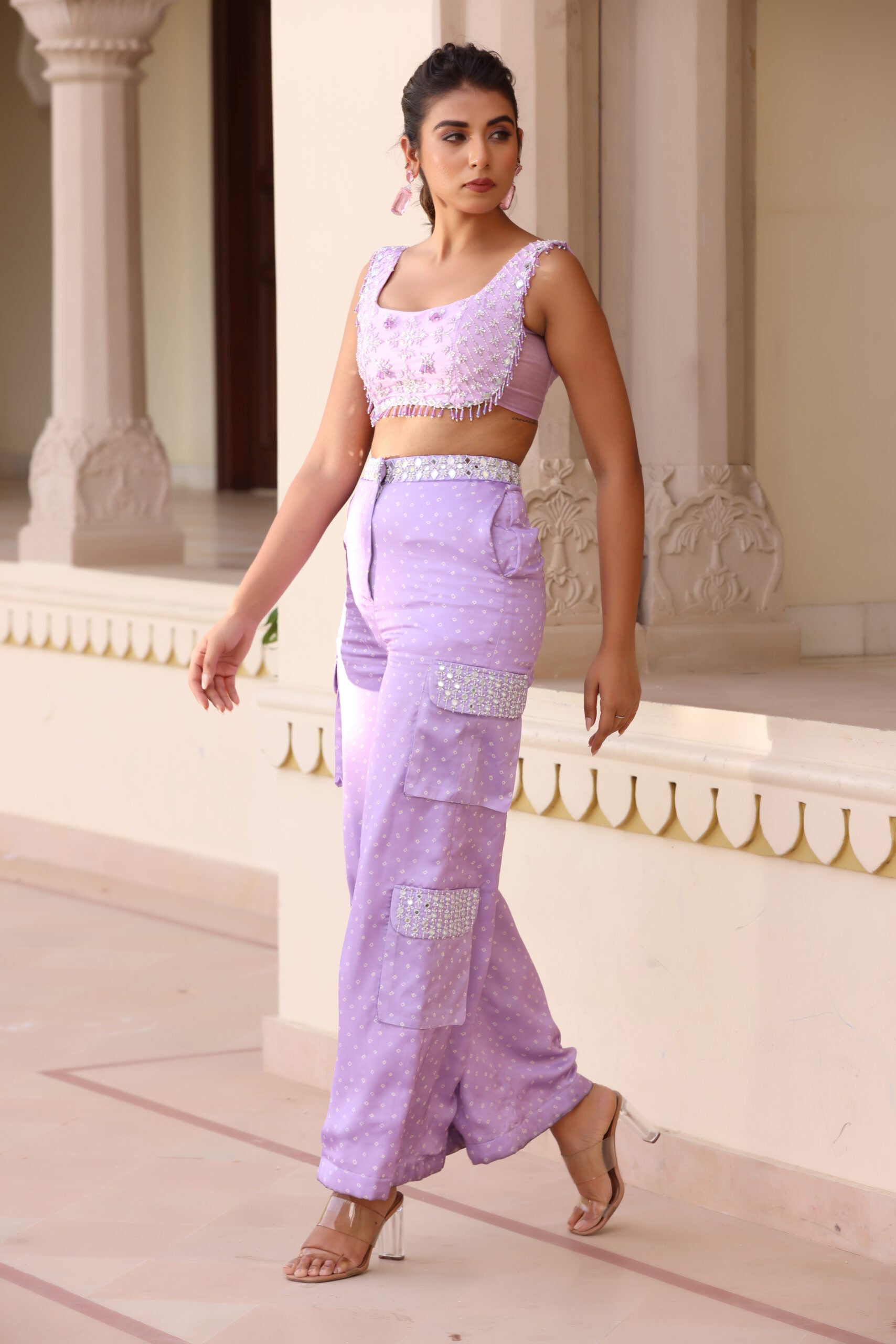 Bandani Cargo Pant with Embroidered Blouse image 1