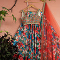 Floral Fiesta Layered Lehenga with Kalidescope Mirrorwork Blouse Set image 0