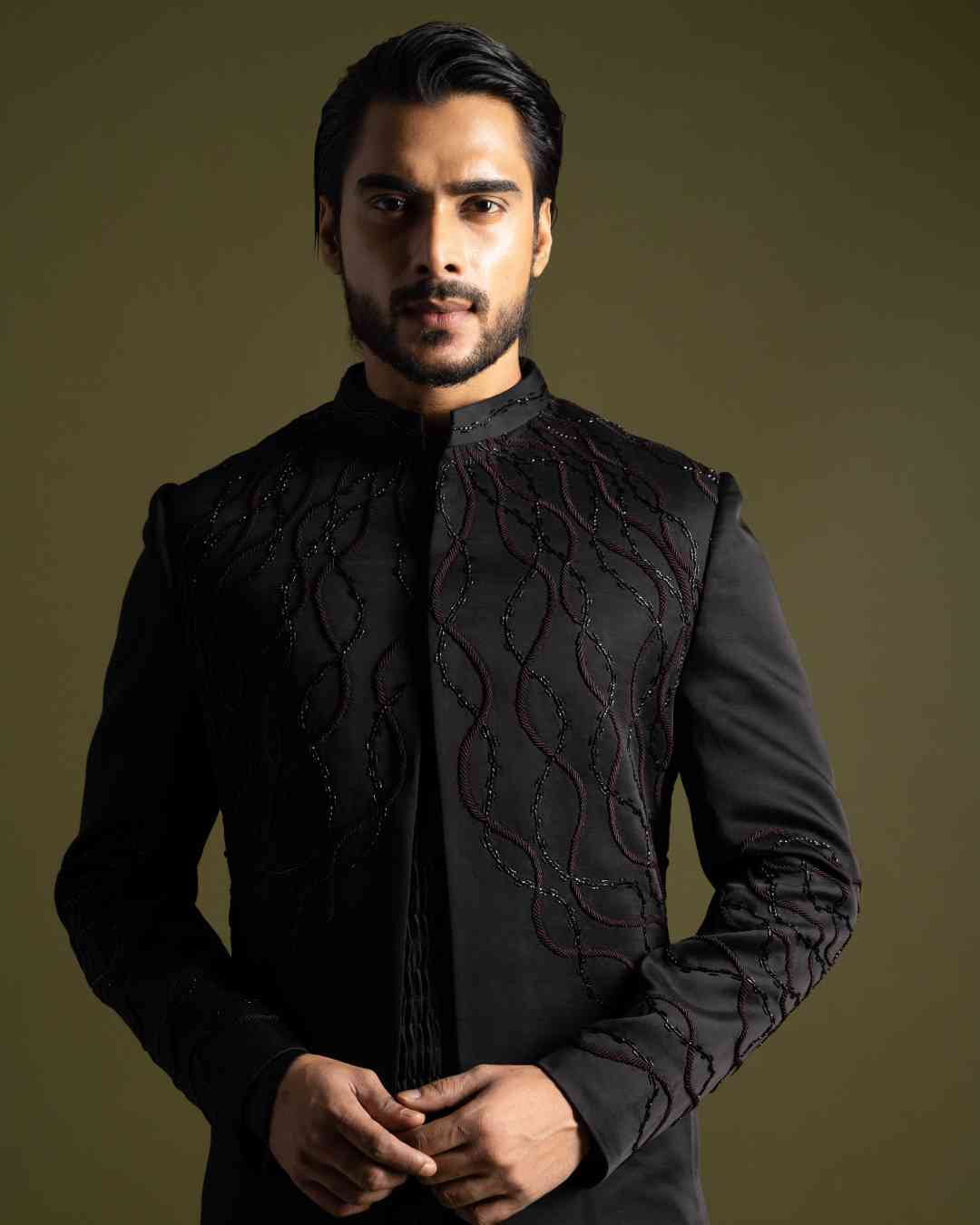 Black Achkan Set image 4