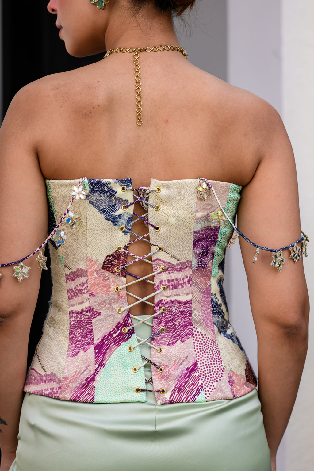 Eden Textudawn Corset With Mirror Work Paidawn With Dhoti Skirt image 2