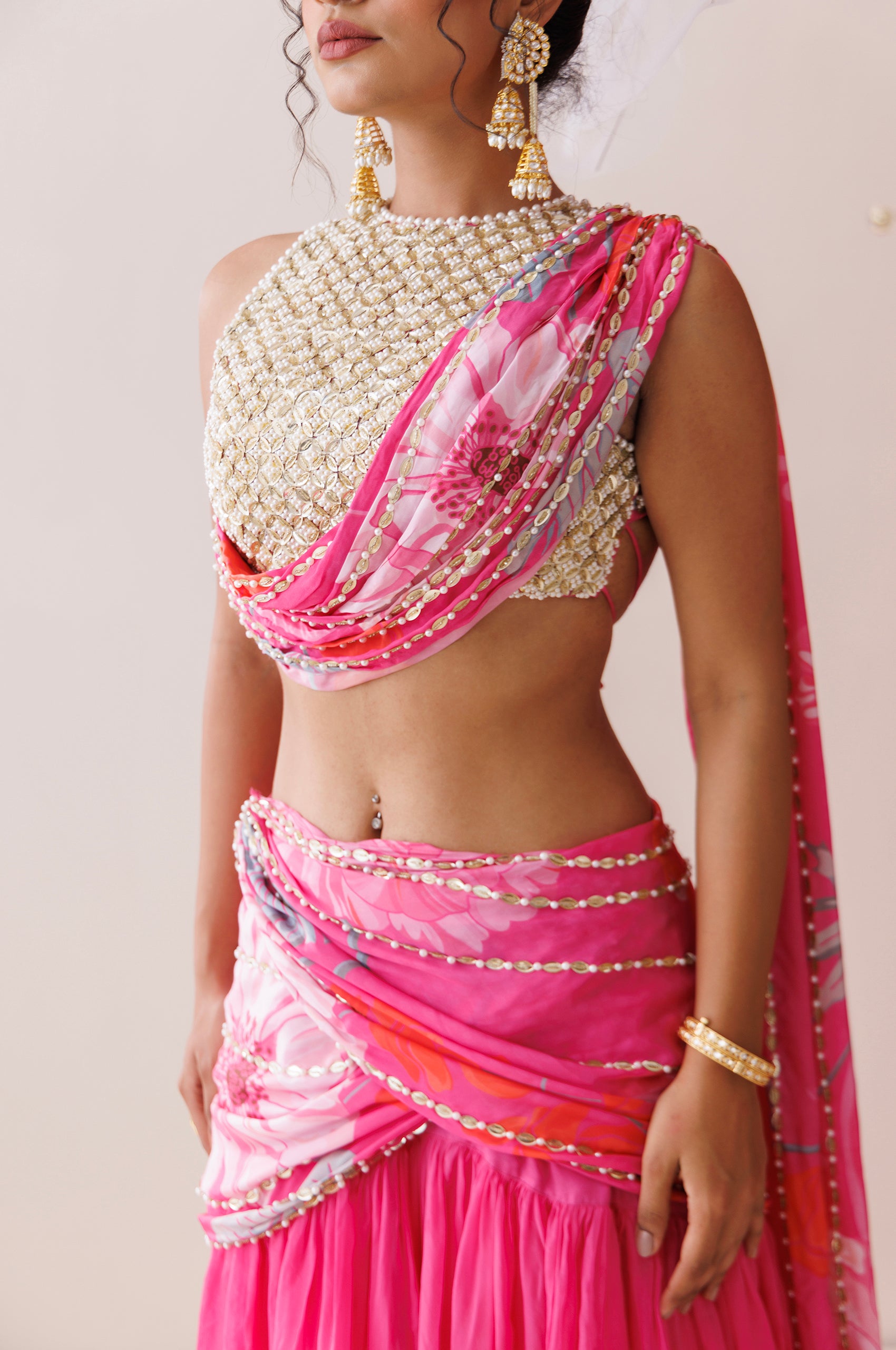Pink Organza Lehenga Set image 2