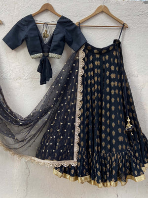 Black Ruffle Lehenga Set image 1