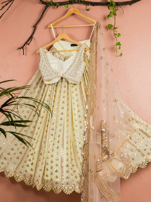 Banana Butti Scallop Lehenga Set with Ivory Blouse image 1