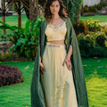 Forest Green Embroidered Drape Skirt Set image 0