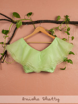 Lime Green Ruffle Sequin Lehenga Set image 2