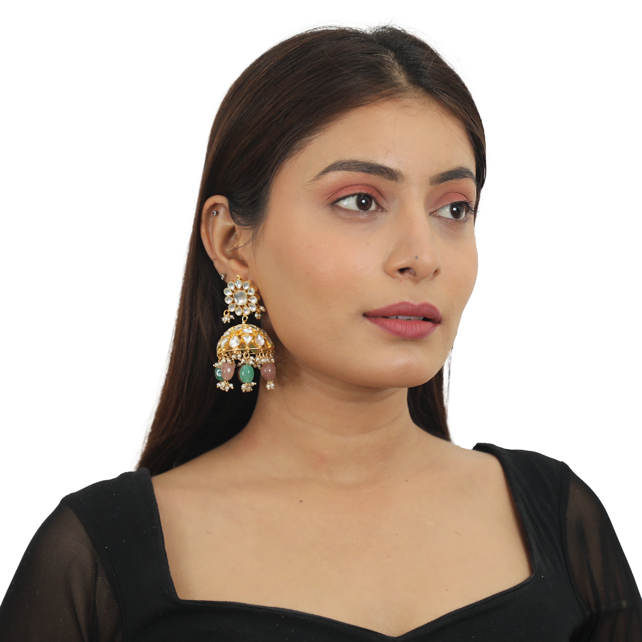 Pestel Pink And Sea Green Heavy Necklace Set image 6