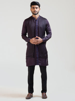 Purple Double Panel Kurta Set - L image