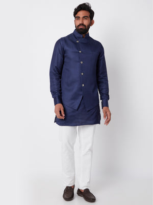 Navy Blue Bundi Jacket Set - M image