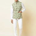 Green Rose Print Bundi Jacket image 0