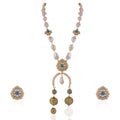 Firozi White Jadtar Stone Necklace With Matching Studs image 0