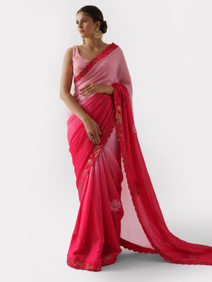Pink Red Saree Set - Custom image