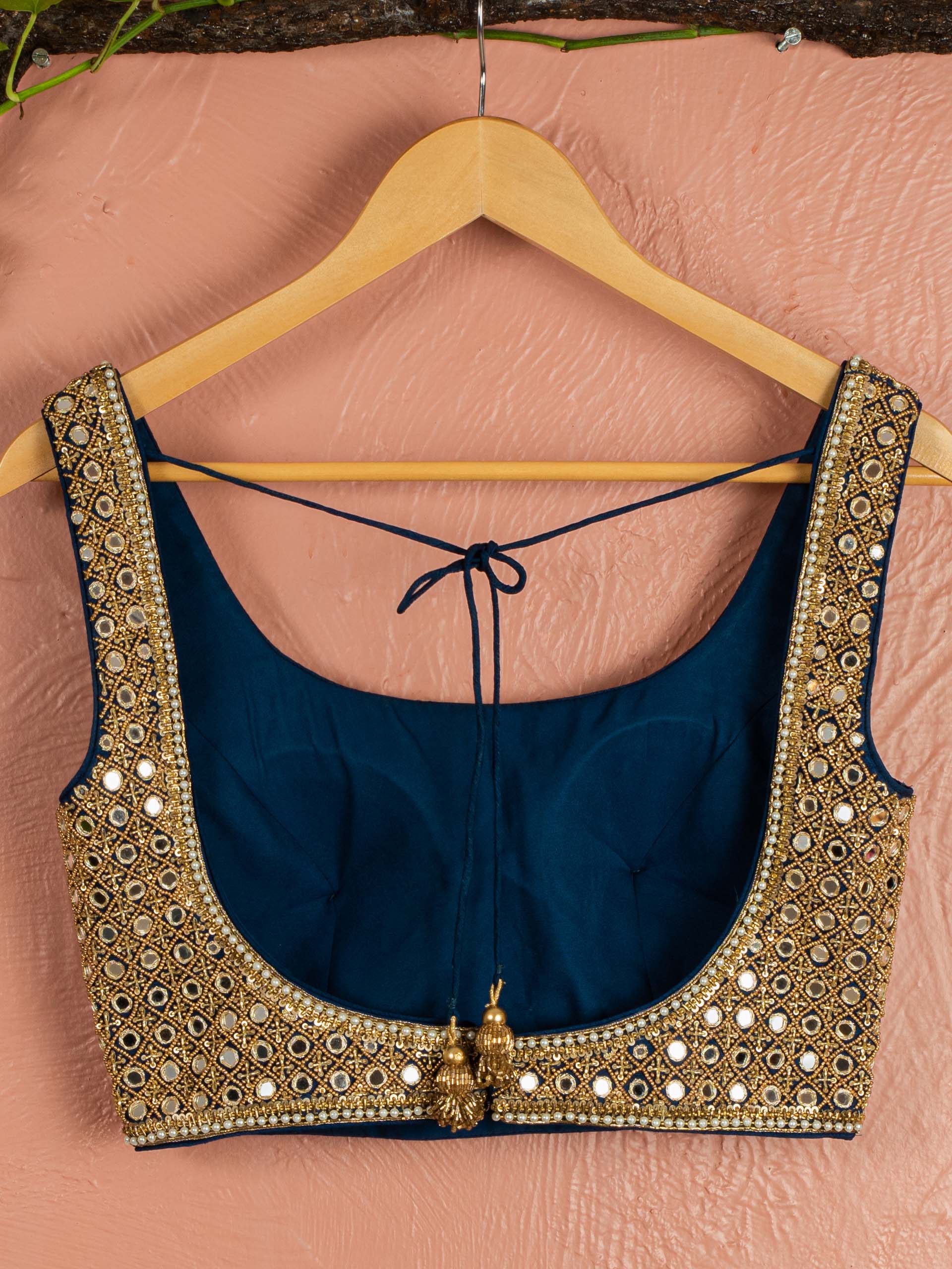 Midnight Blue and Beige Pleated Sharara Set image 2