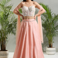Peach and Ivory Corset Set image 0
