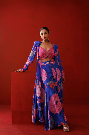Blue Bold Shoulder Shrug Set image 0