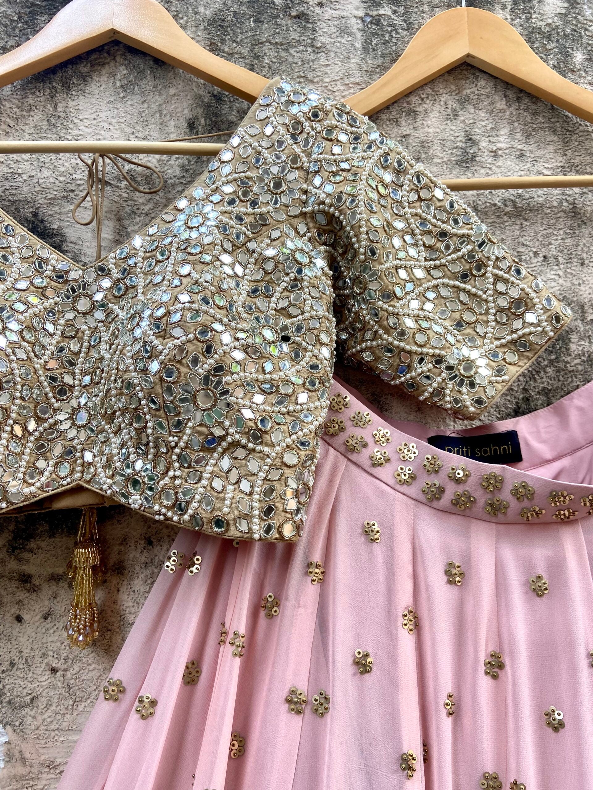 Nude Pink and Beige Lehenga Set image 2