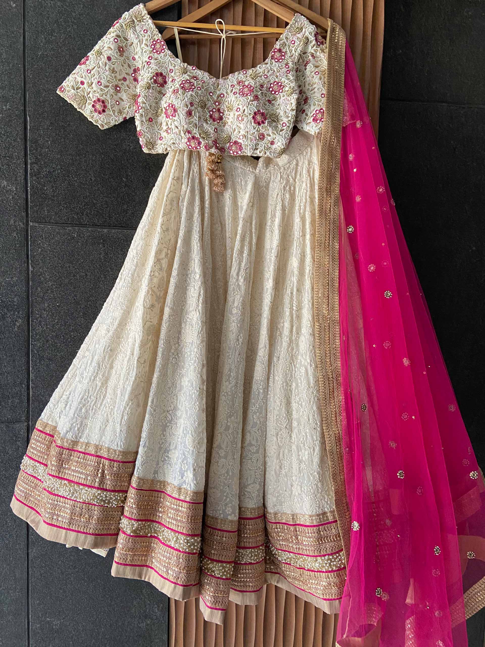 Ivory and Fuchsia Bridal Lehenga Set - Custom image