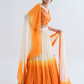 Off-White Orange Ombre Lehenga Set image 0