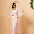 Baby Pink Cape Drape Saree image 0