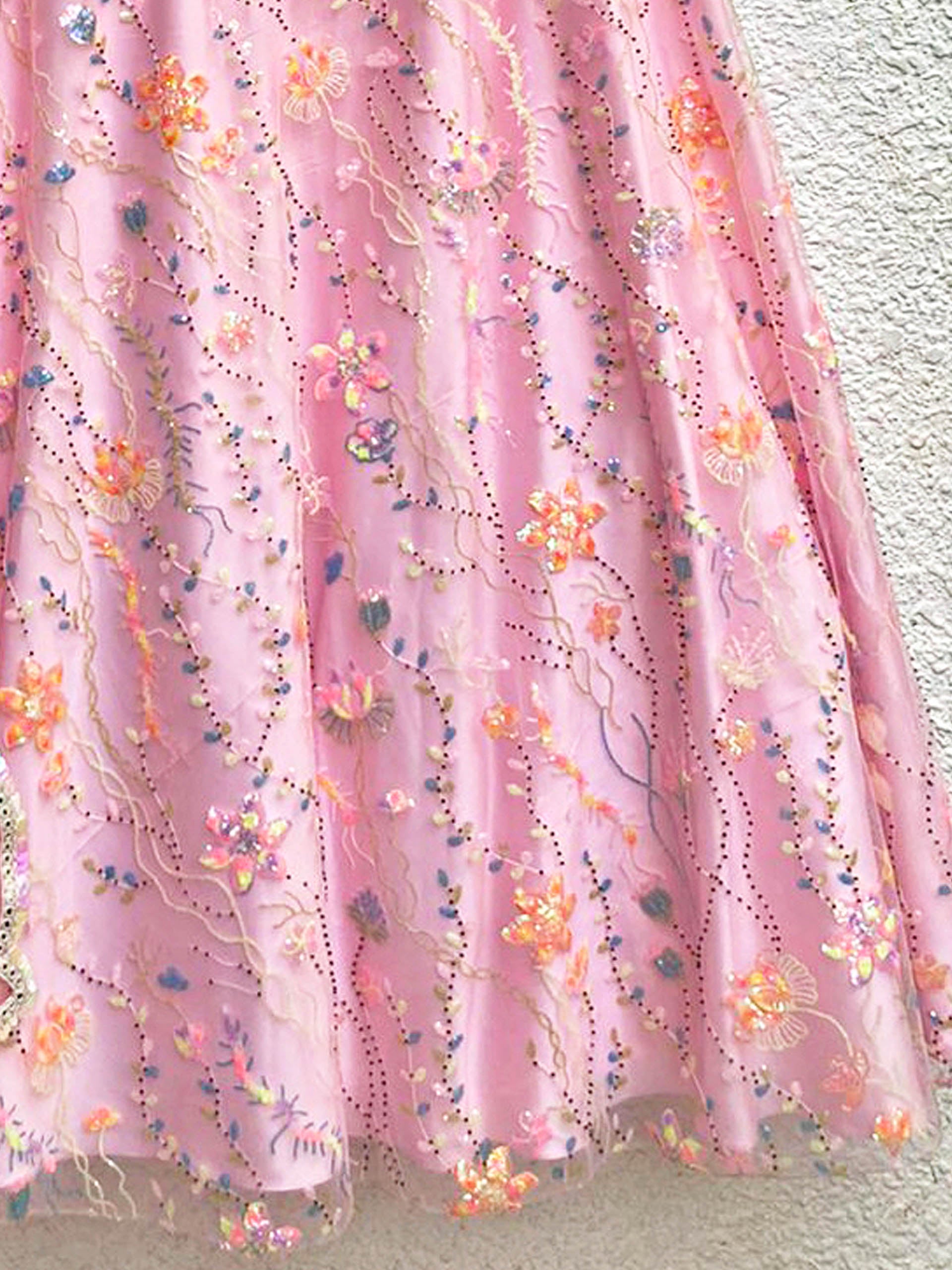 Pink Floral Multi Sequins Lehenga Set image 2