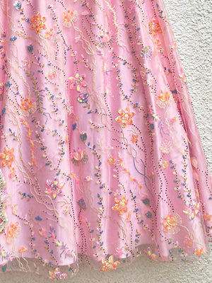 Pink Floral Multi Sequins Lehenga Set image 2