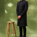 Black Large Embroidered Sherwani Set image 0