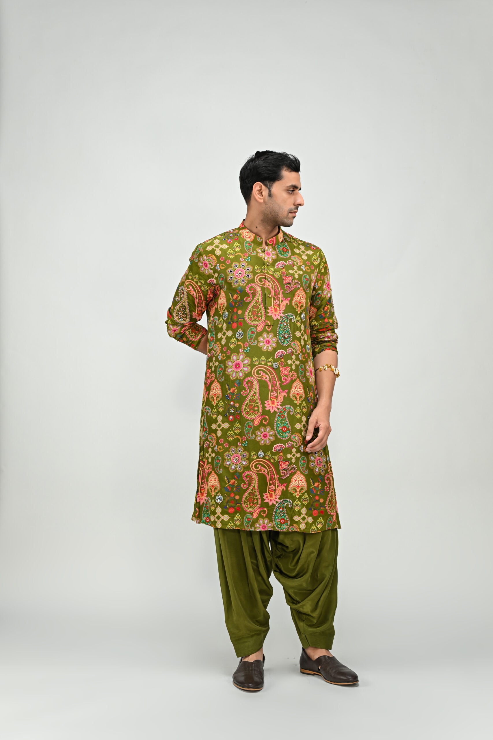 Olive Highlighted  Paired with Cowl Pants image 1