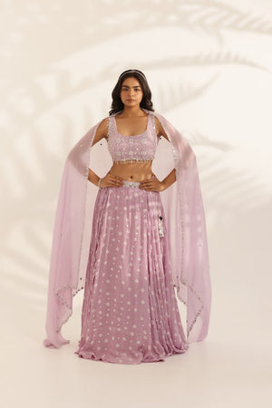 Lavender Bandhani Lehenga - S image