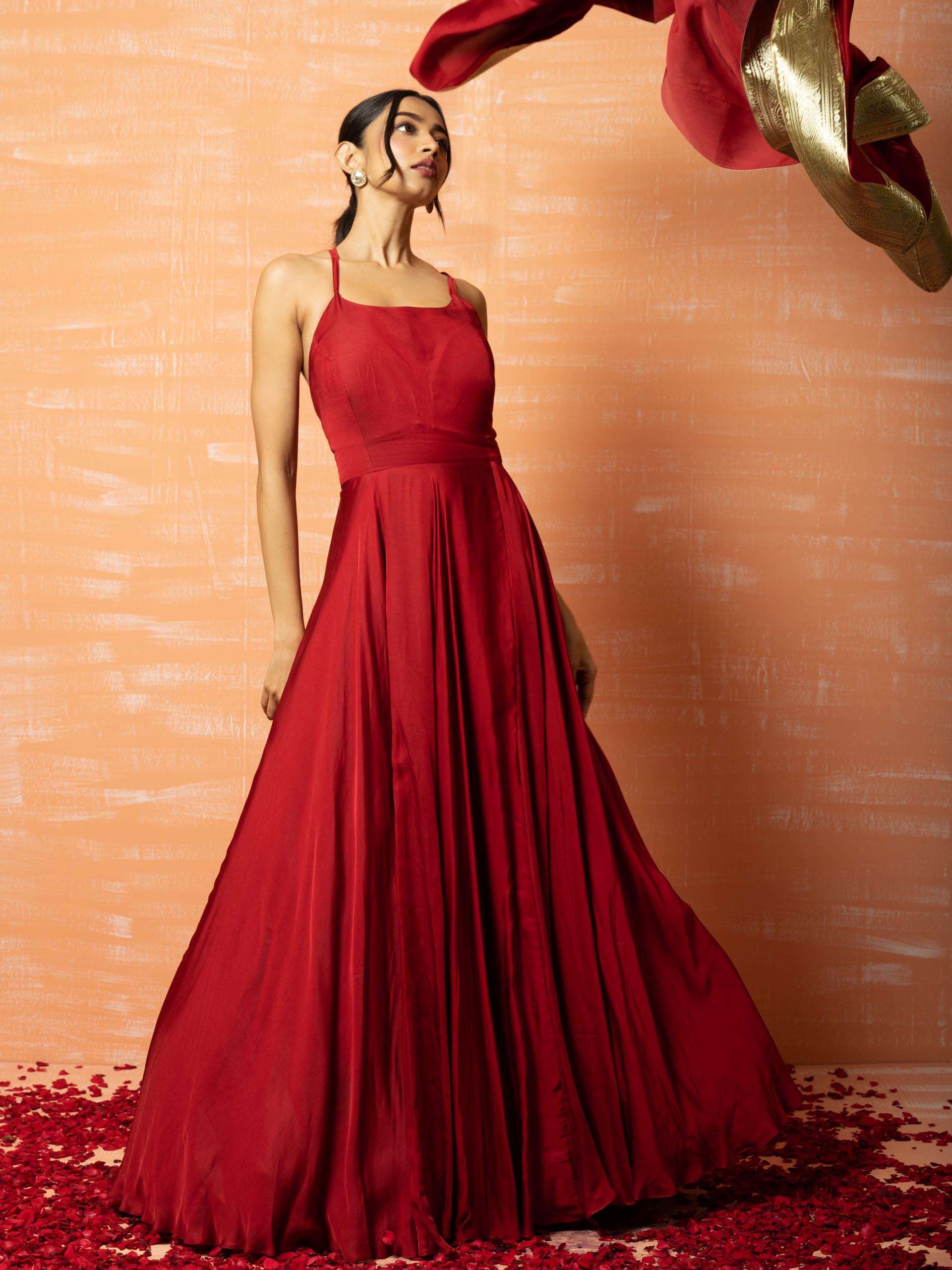 Red Modal Gown Set image 1