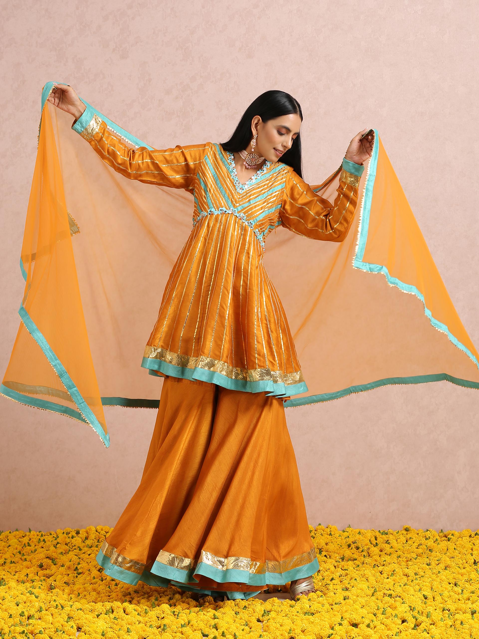 Rust Orange Sharara Set image 5