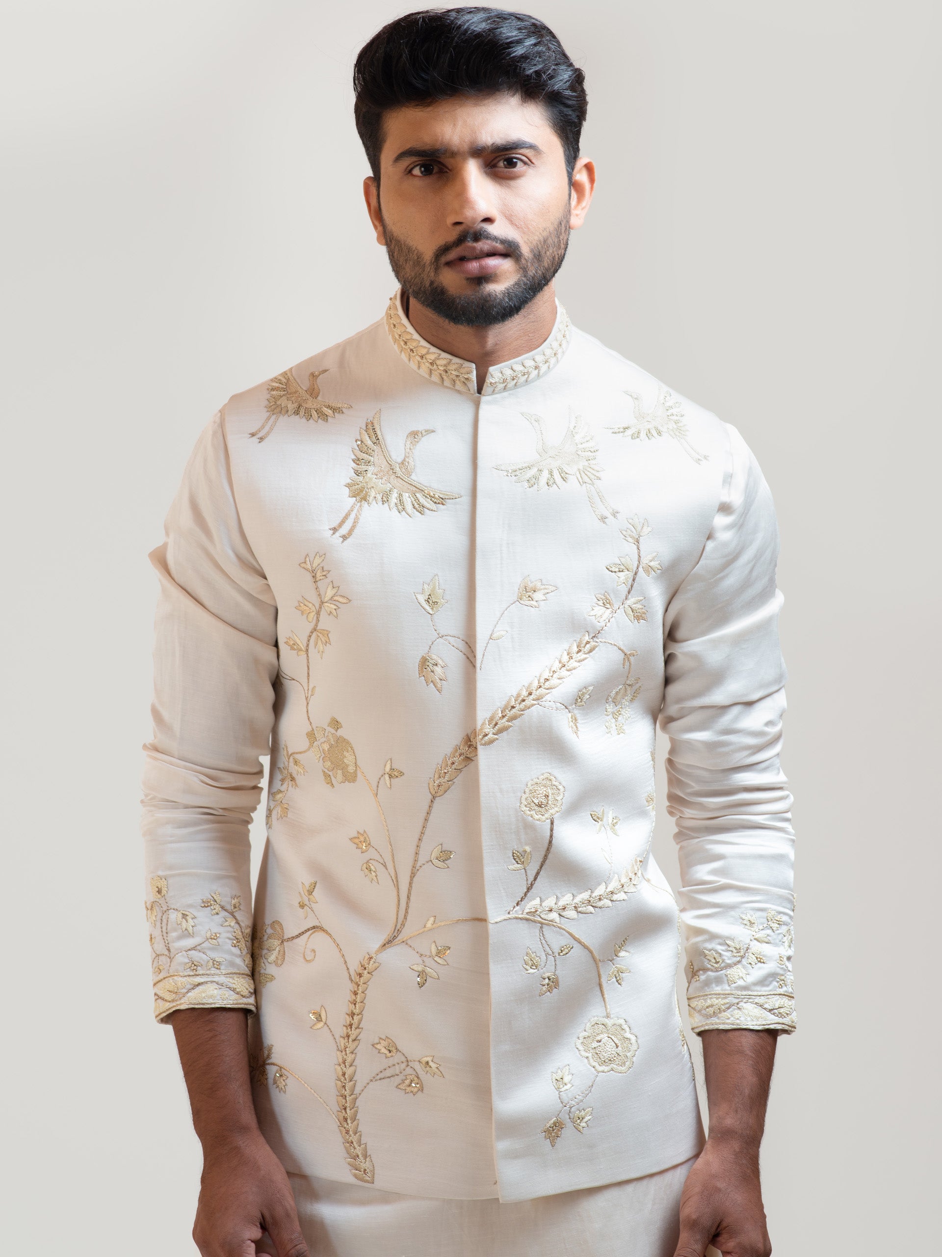 Cream Paradise Nehru Kurta Set image 3