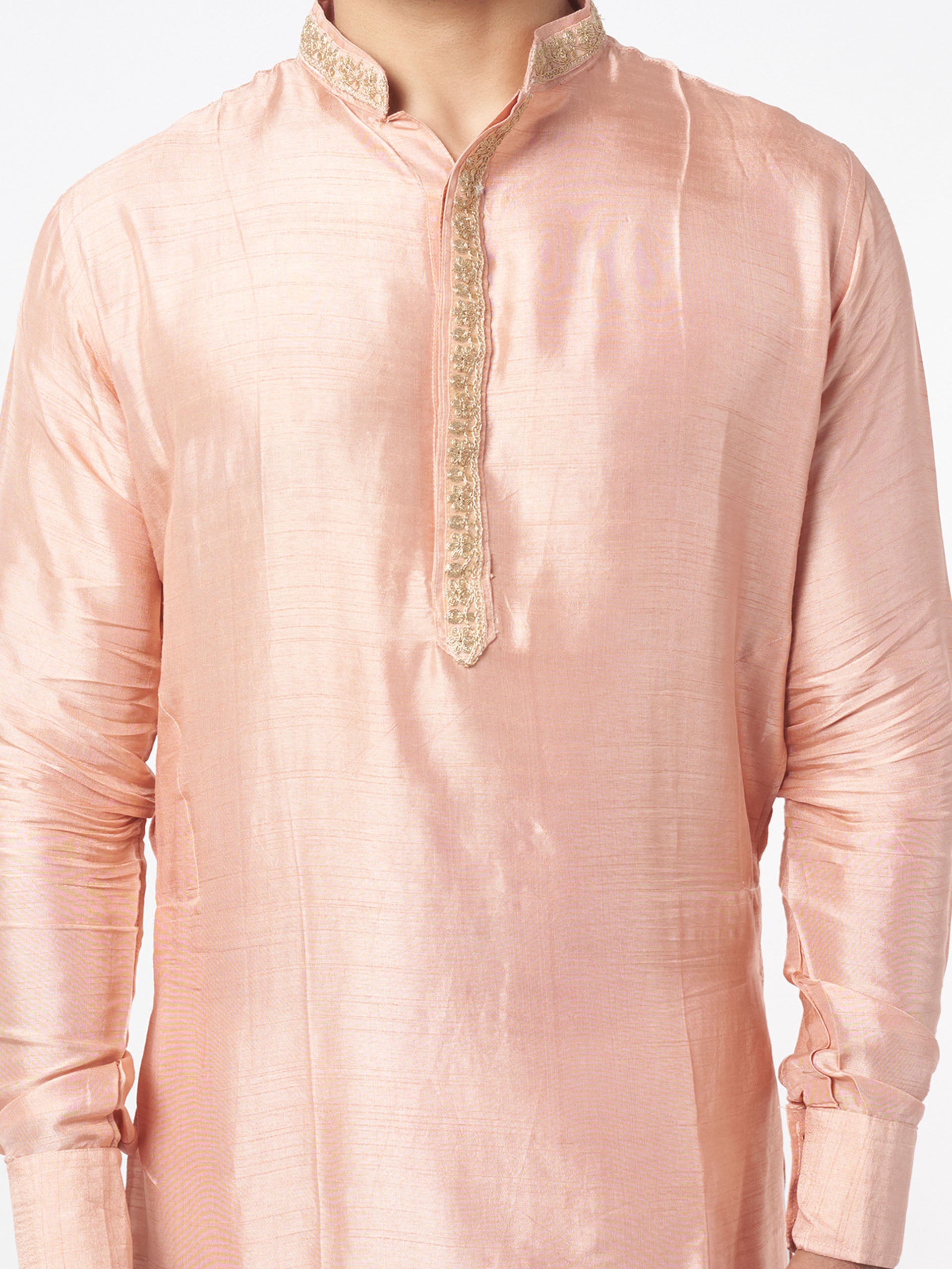 Peach Silk Kurta Set image 1