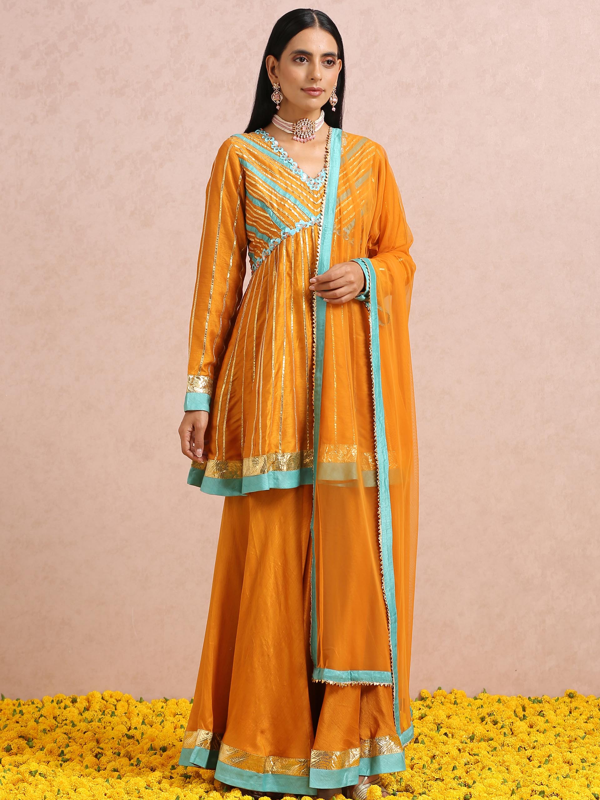 Rust Orange Sharara Set - L image
