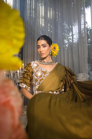 Ruffle Pre-Draped Saree Set image 3