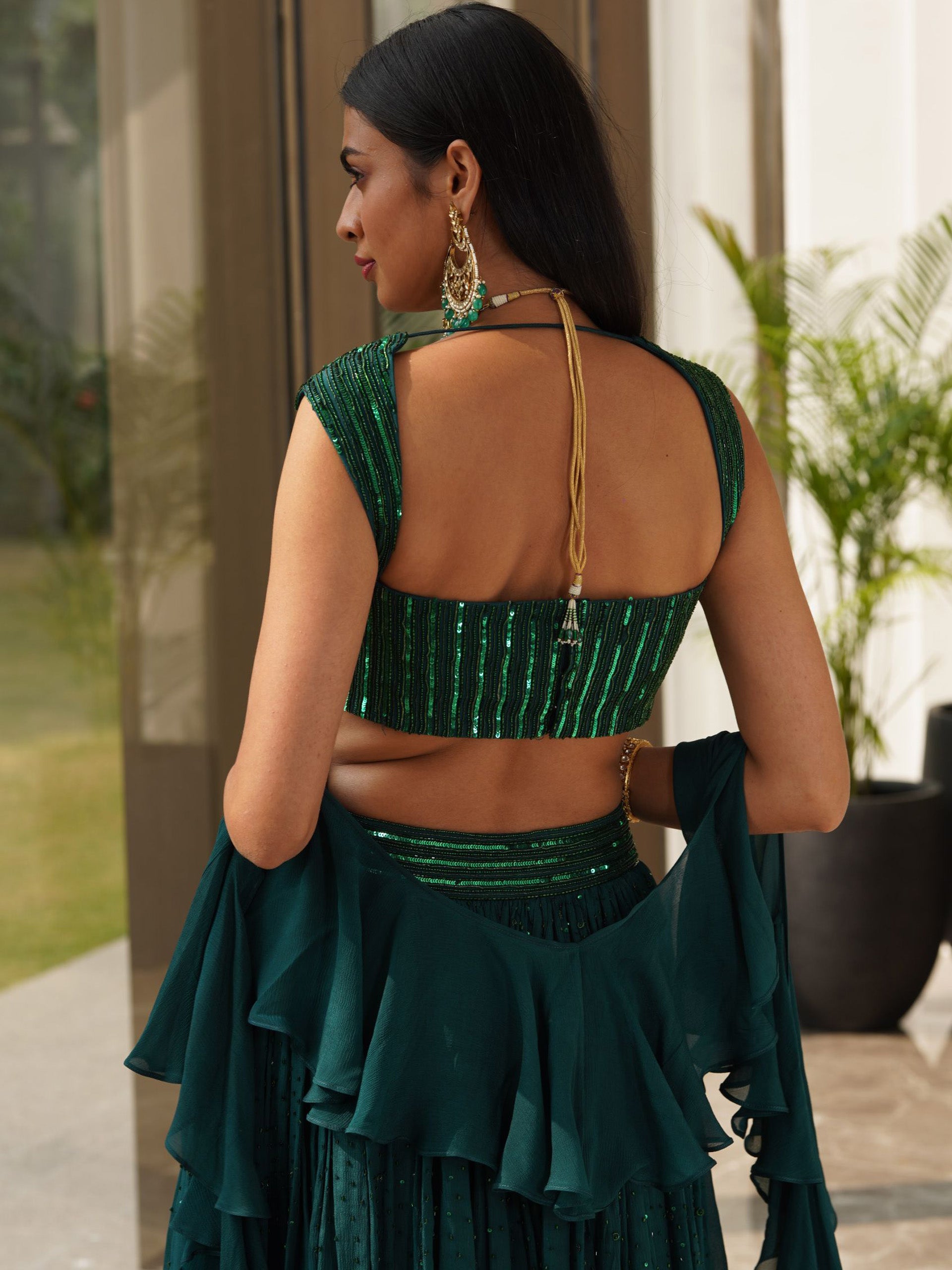 Green Aksha Lehenga Set image 3
