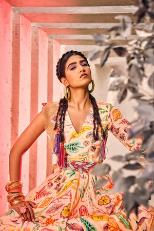 Printed Chic Gown with Heavy Belt And Dupatta image 3