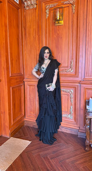 Lasha Ruffle Saree Set image 1