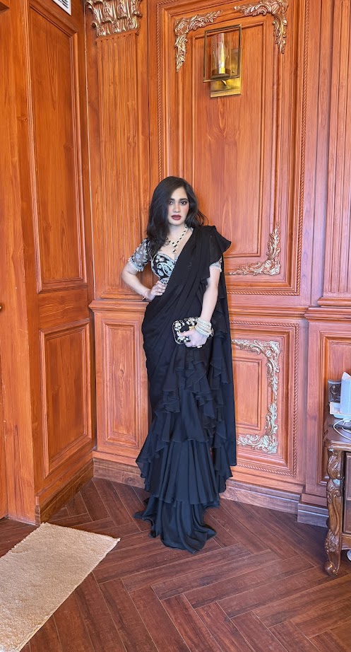 Lasha Ruffle Saree Set image 1