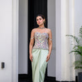 Eden Textudawn Corset With Mirror Work Paidawn With Dhoti Skirt image 0