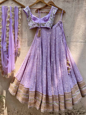 Lavender Lucknowi Mirror Lehenga Set image 2