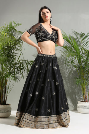 Black Mirror Embroidered Lehenga Set image 1
