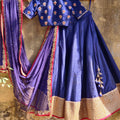 Royal Blue Raw Silk Lehenga image 0