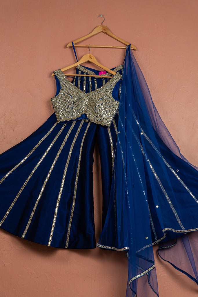 Azure Blue Sharara Set - M image