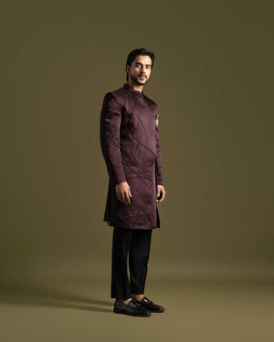 Wine Colour Achkan Set image 4